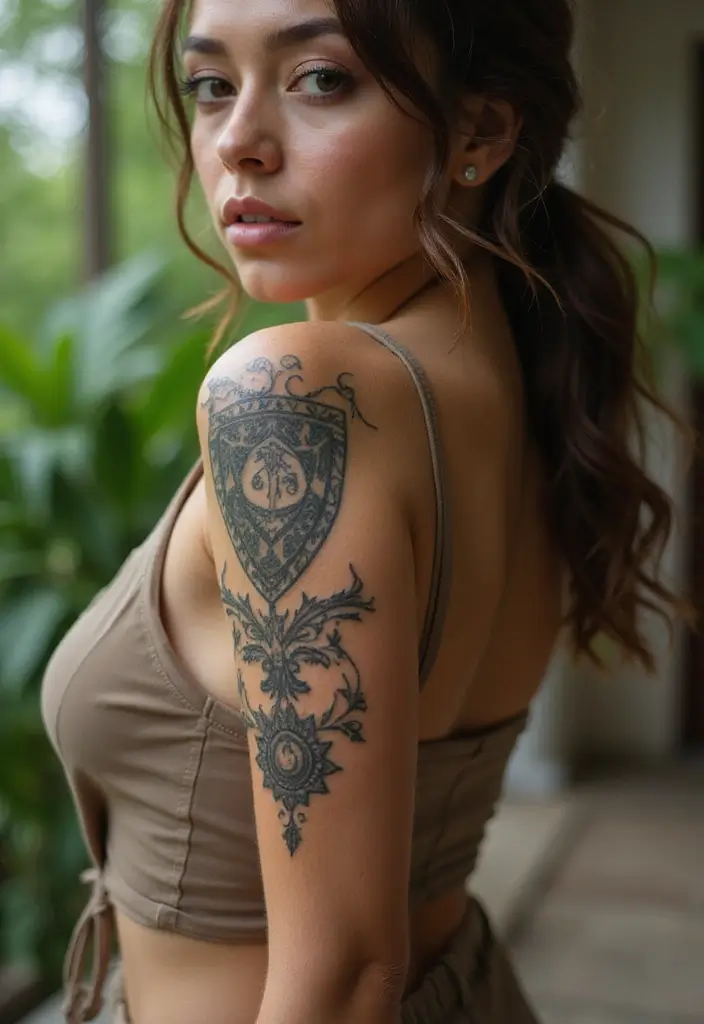 26 Meaningful Rib Tattoos for Women: Emotional & Powerful Ink - 26. The Symbolic Shield