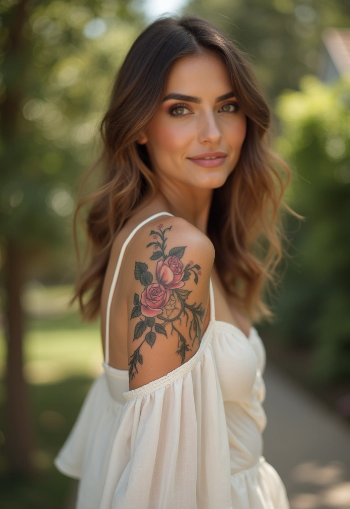 26 Stylish Half Sleeve Tattoos for Women: Artistic & Modern - 1. Elegant Rose Cascade