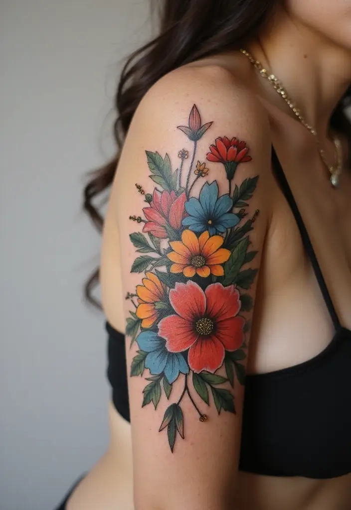 26 Stylish Half Sleeve Tattoos for Women: Artistic & Modern - 5. Modern Floral Geometric