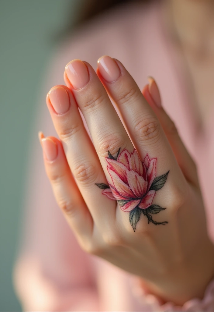 26 Tiny Finger Tattoos for Women: Minimalist & Meaningful - 20. Sweet Magnolia