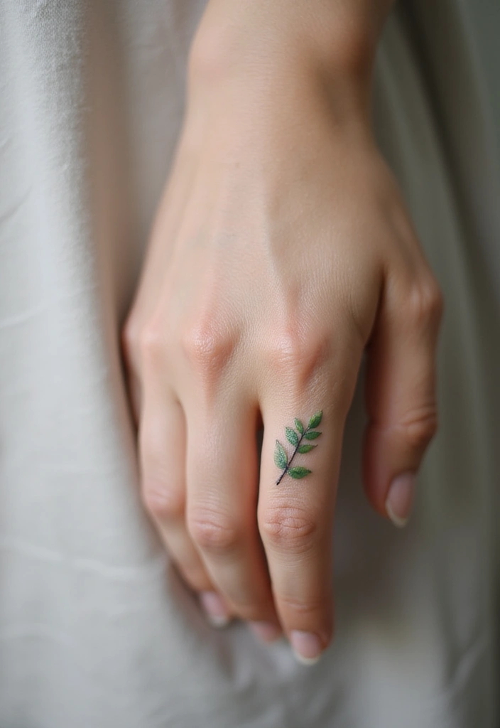 26 Tiny Finger Tattoos for Women: Minimalist & Meaningful - 23. Subtle Ivy Blossom