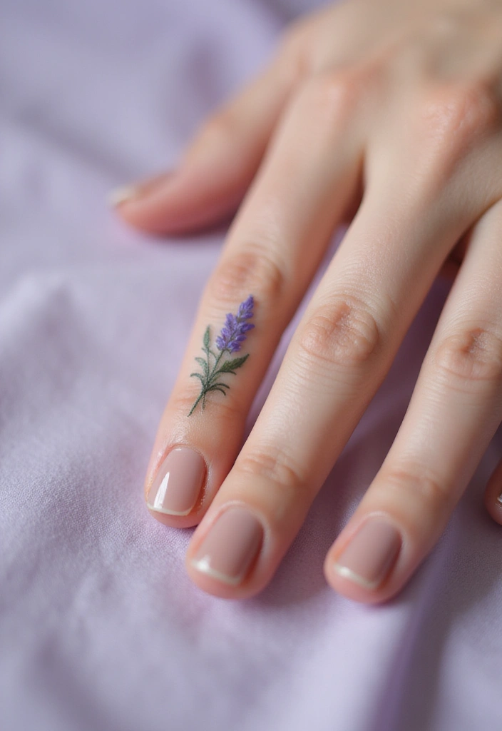 26 Tiny Finger Tattoos for Women: Minimalist & Meaningful - 3. Whimsical Lavender