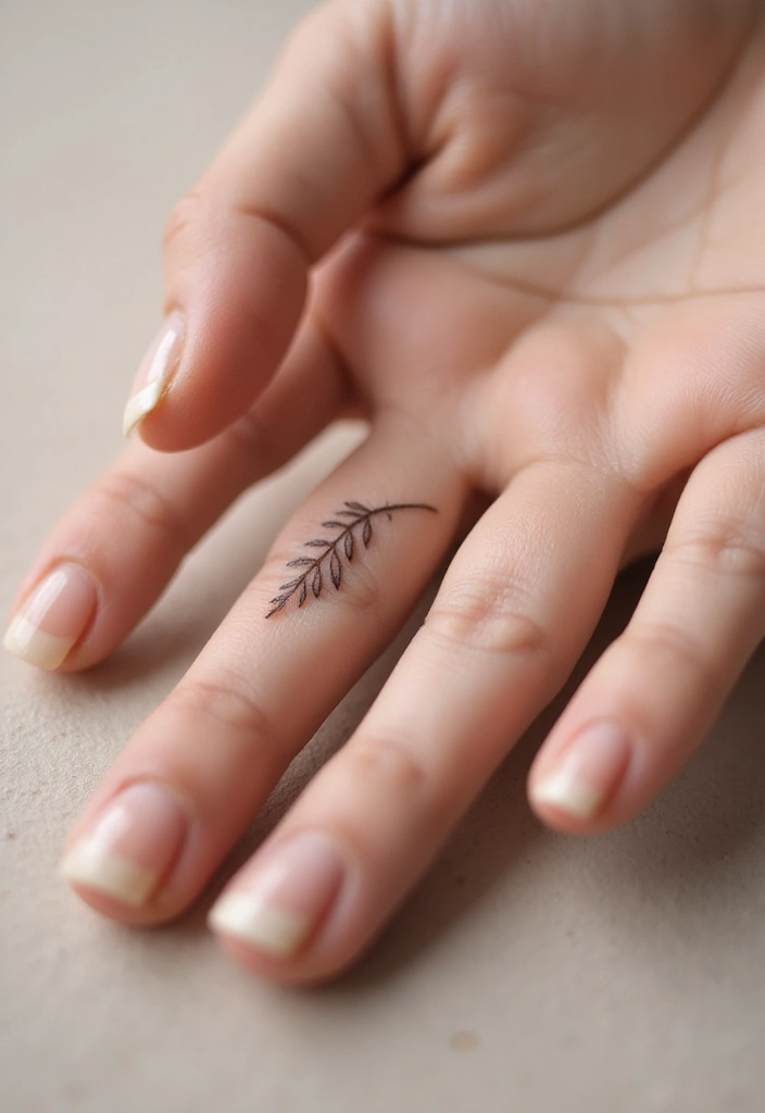 26 Tiny Finger Tattoos for Women: Minimalist & Meaningful - 6. Minimalist Fern
