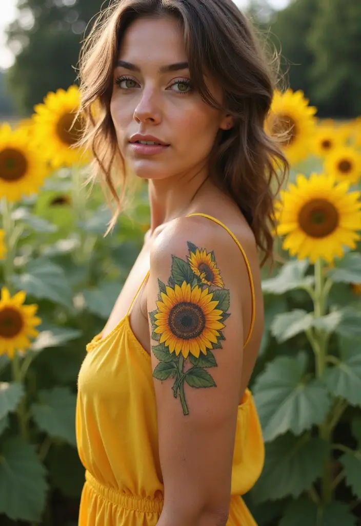 27 Alluring Hip Tattoos for Women: Feminine & Artistic Ideas - 10. Sunflower Smiles