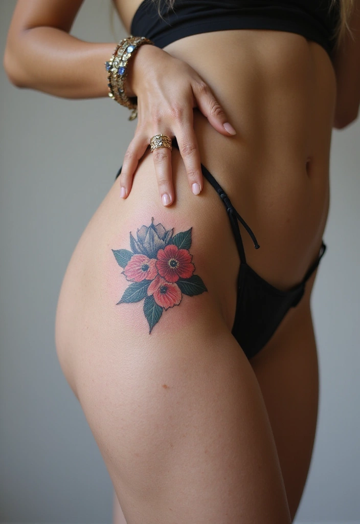 27 Alluring Hip Tattoos for Women: Feminine & Artistic Ideas - 27. Layered Floral Petals