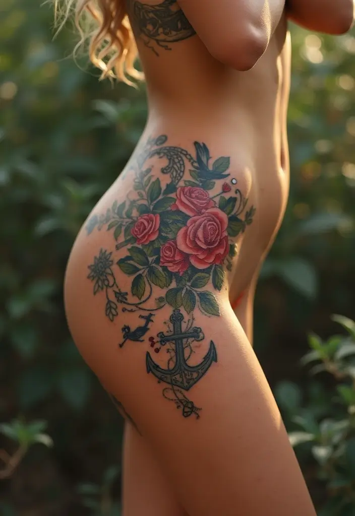 27 Alluring Side Thigh Tattoos for Women: Feminine & Bold - 10. Vintage-Inspired Tattoos