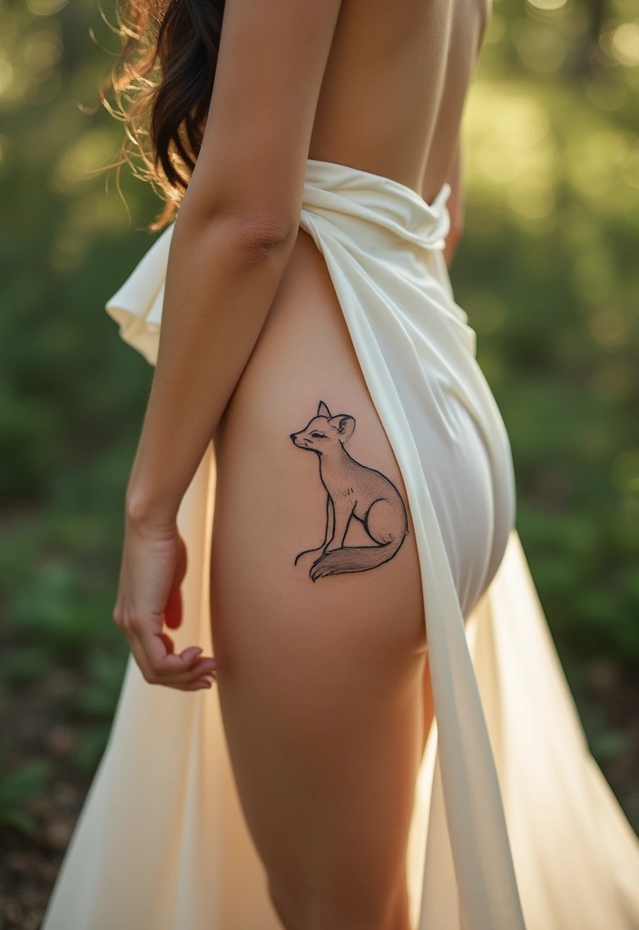 27 Alluring Side Thigh Tattoos for Women: Feminine & Bold - 7. Minimalist Animal Designs
