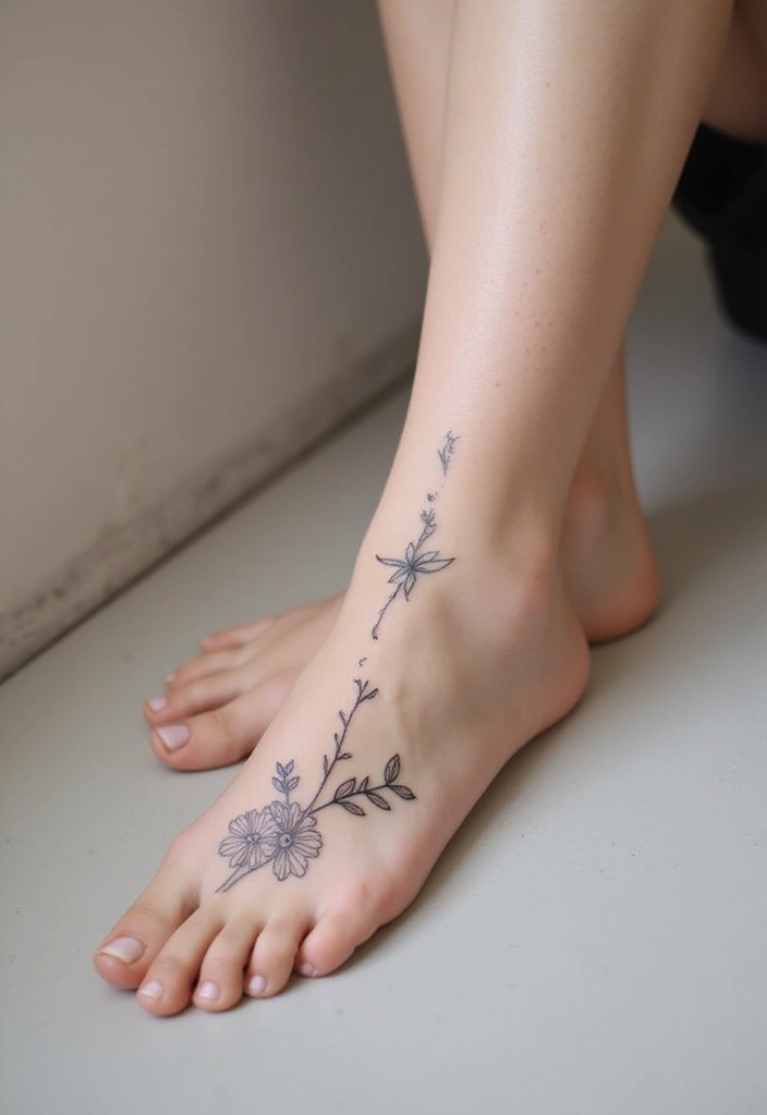 27 Charming Foot Tattoos for Women: Elegant & Unique Ideas - 11. Minimalist Line Art
