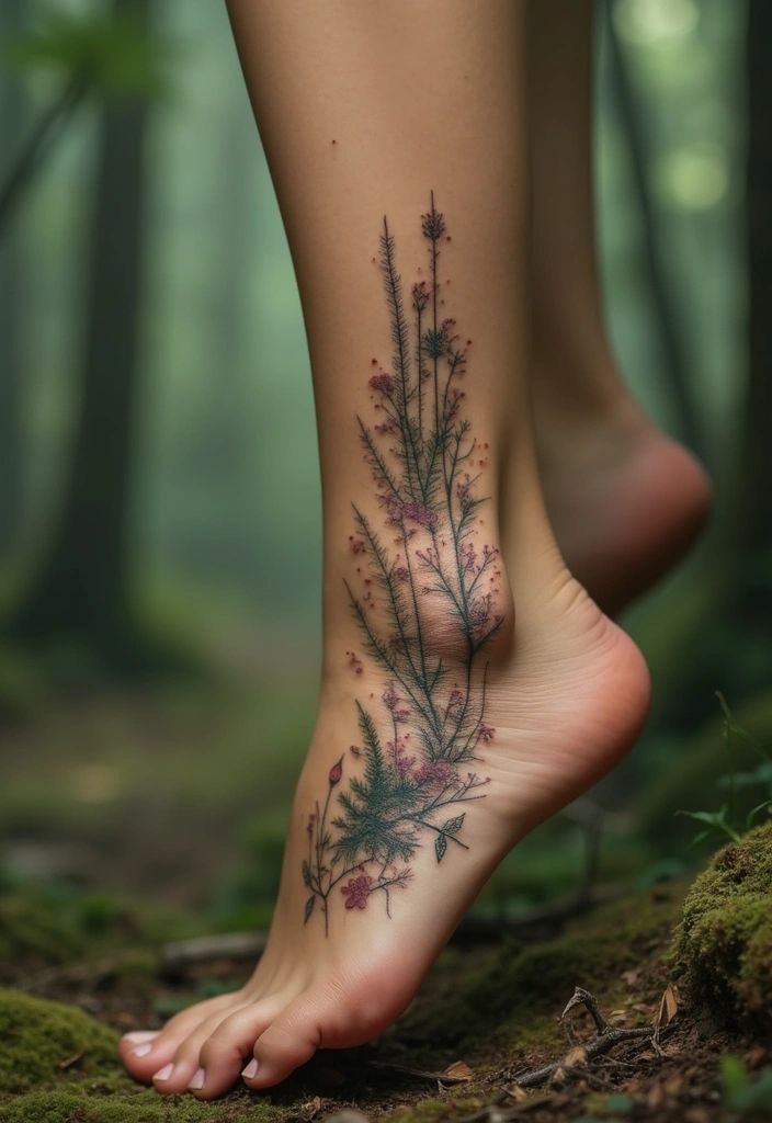 27 Charming Foot Tattoos for Women: Elegant & Unique Ideas - 14. Enchanted Forest