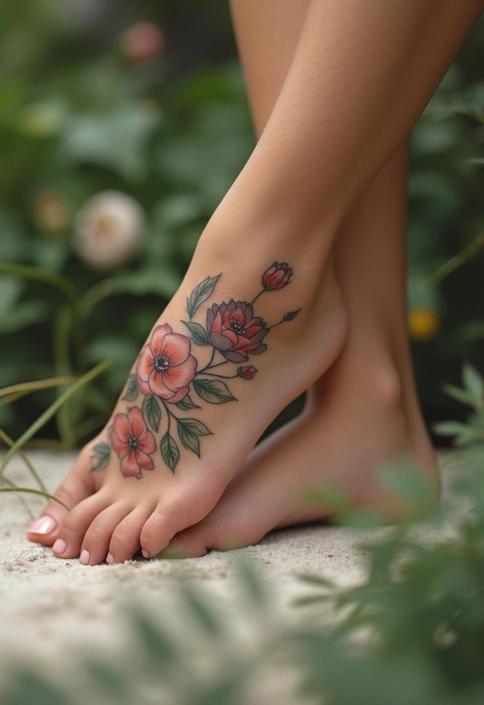 27 Charming Foot Tattoos for Women: Elegant & Unique Ideas - 16. Sweet Pea Blooms