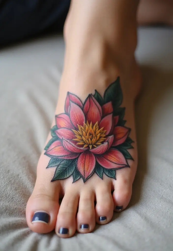 27 Charming Foot Tattoos for Women: Elegant & Unique Ideas - 2. Lotus Blossom