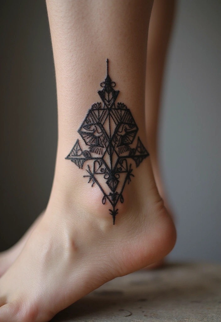 27 Charming Foot Tattoos for Women: Elegant & Unique Ideas - 20. Stylish Geometric Shapes