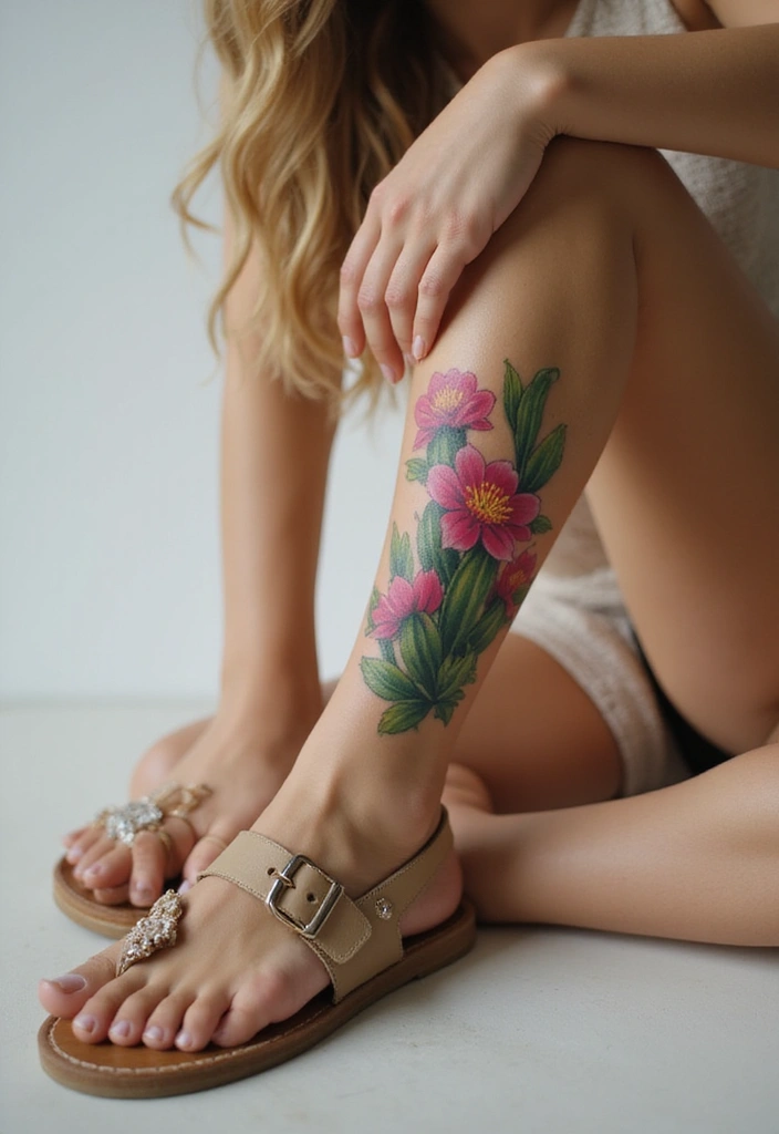 27 Charming Foot Tattoos for Women: Elegant & Unique Ideas - 9. Blooming Cacti