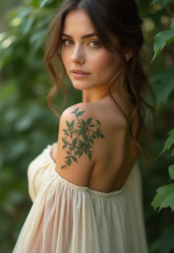 27 Chic Shoulder Tattoos for Women: Stylish & Symbolic Designs - 14. Timeless Ivy