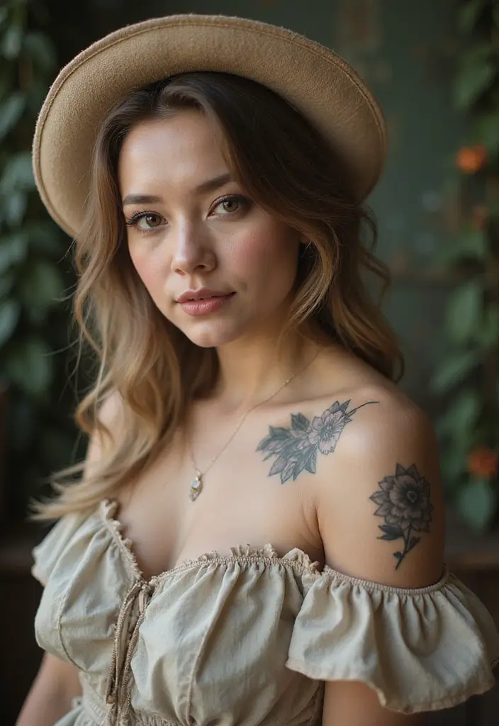 27 Chic Shoulder Tattoos for Women: Stylish & Symbolic Designs - 27. Vintage-Inspired Floral Tattoos