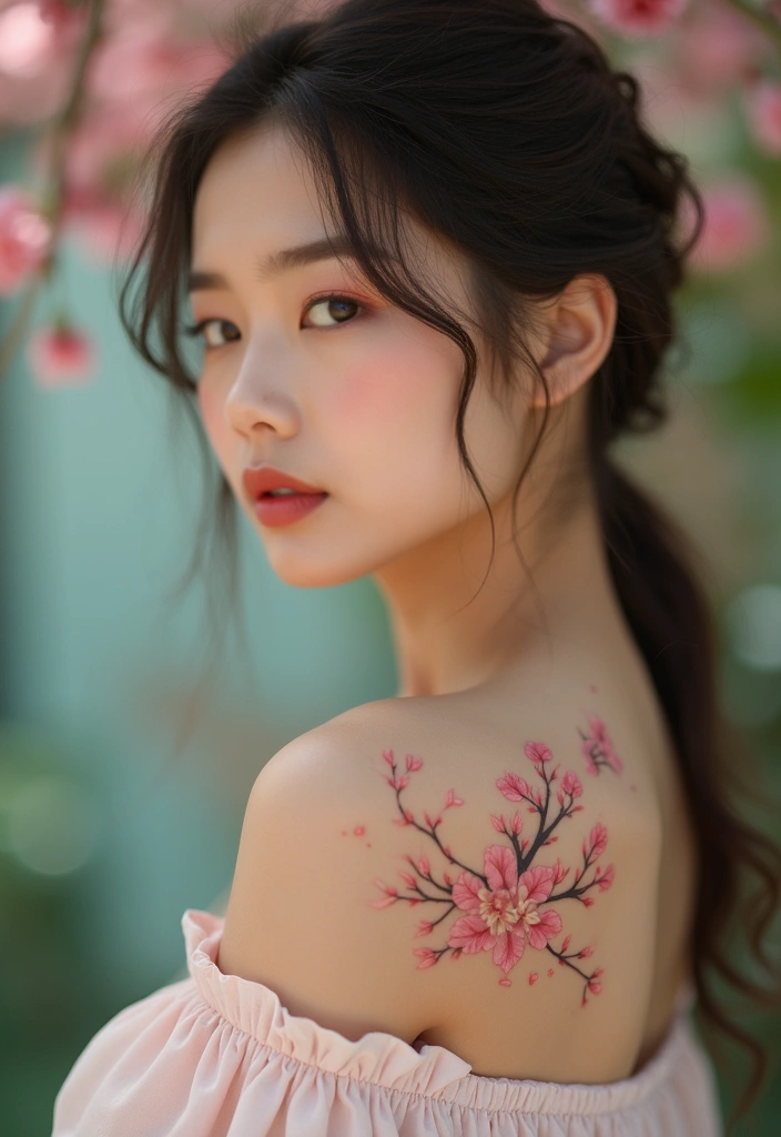 27 Chic Shoulder Tattoos for Women: Stylish & Symbolic Designs - 5. Delicate Cherry Blossoms