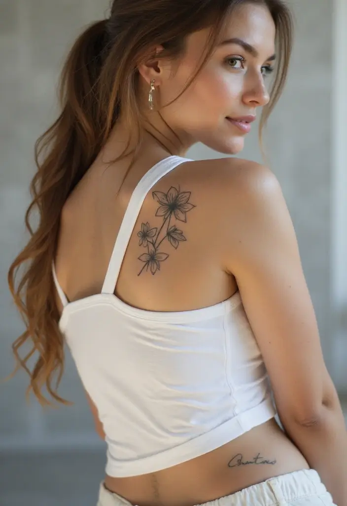 27 Elegant Side Tattoos for Women: Subtle & Alluring Designs - 1. Minimalist Line Flowers