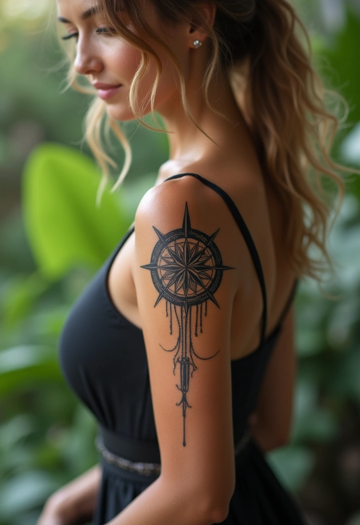 27 Elegant Side Tattoos for Women: Subtle & Alluring Designs - 18. Compass Tattoos