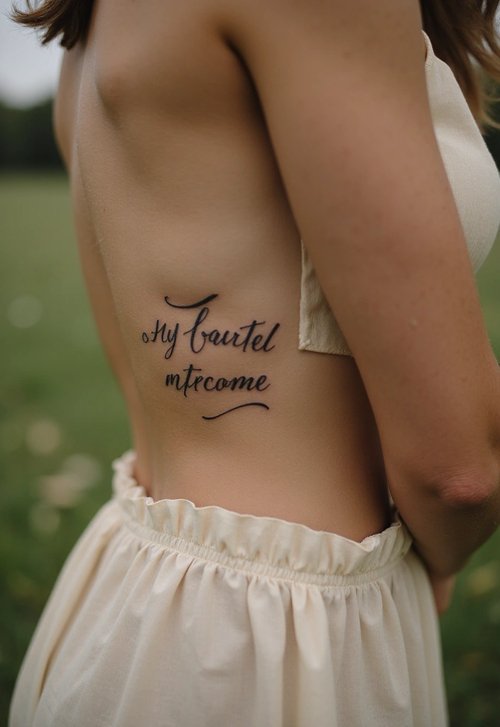 27 Elegant Side Tattoos for Women: Subtle & Alluring Designs - 6. Quote Tattoos