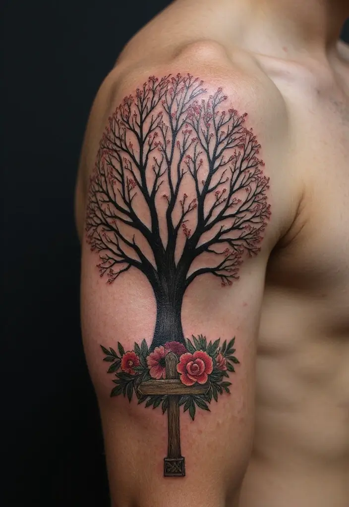 27 Powerful Christian Tattoos for Women: Faith-Filled Designs - 21. Family Tree with Christian Symbols