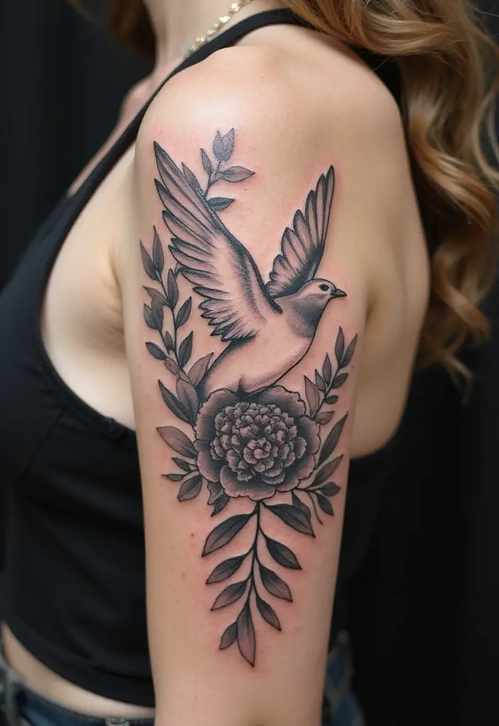 27 Powerful Christian Tattoos for Women: Faith-Filled Designs - 4. Doves with Olive Branch
