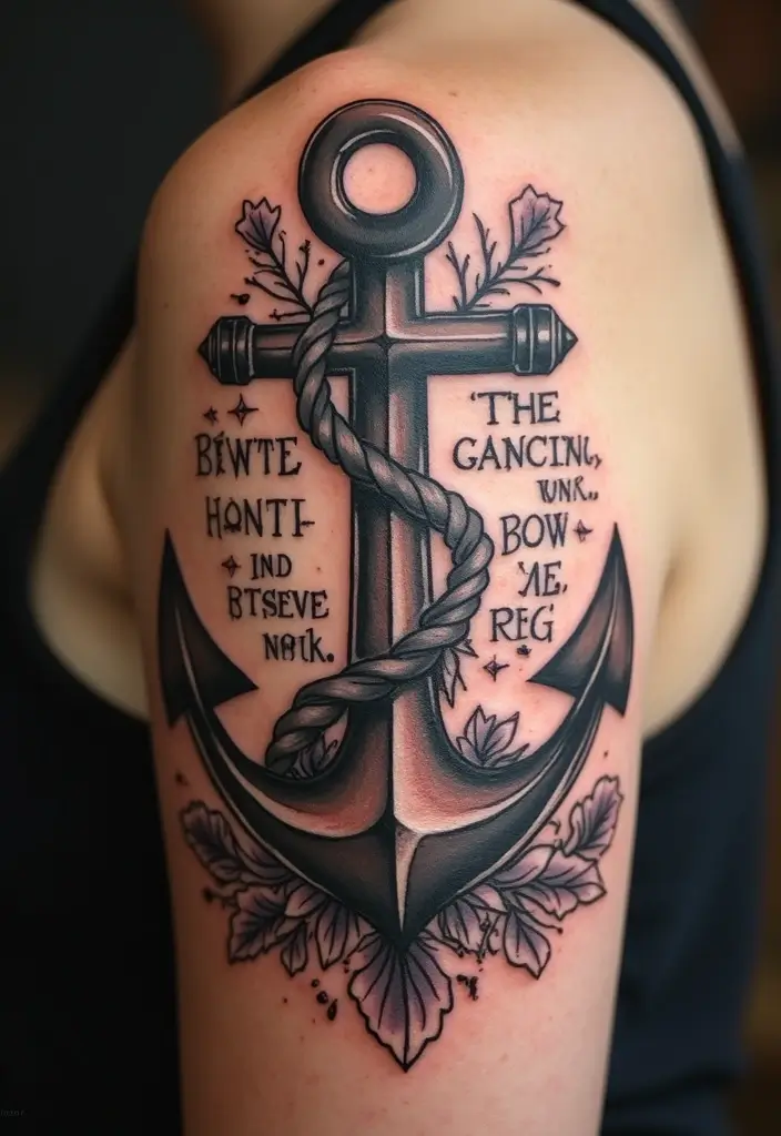 27 Powerful Christian Tattoos for Women: Faith-Filled Designs - 7. Anchor with Scripture and Florals