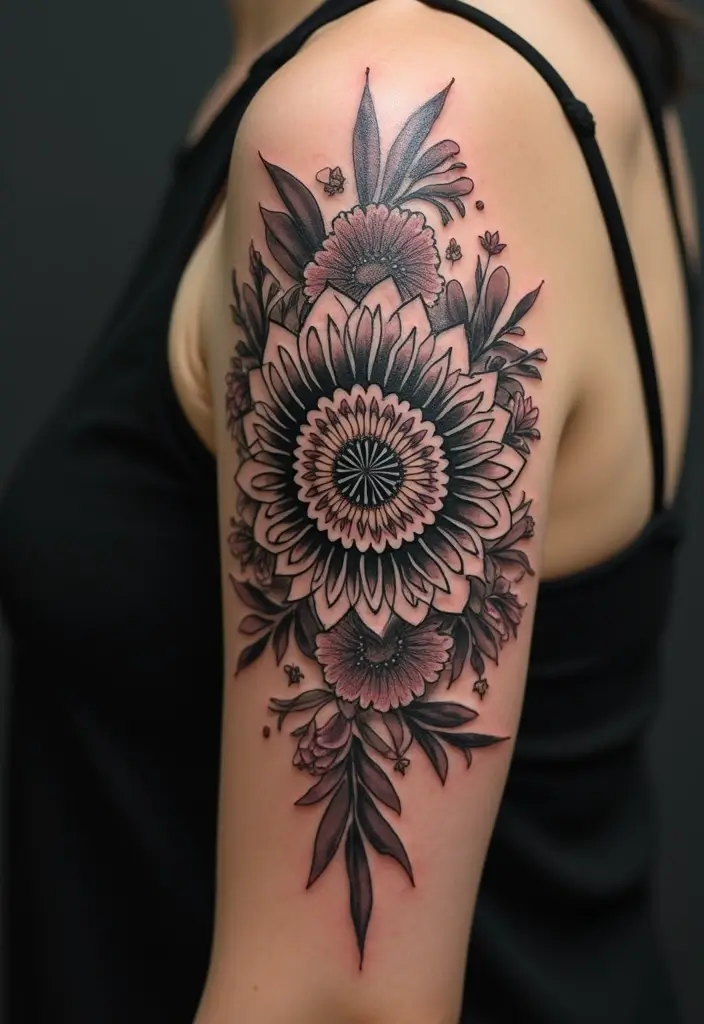 27 Powerful Christian Tattoos for Women: Faith-Filled Designs - 9. Mandala Cross with Floral Elements