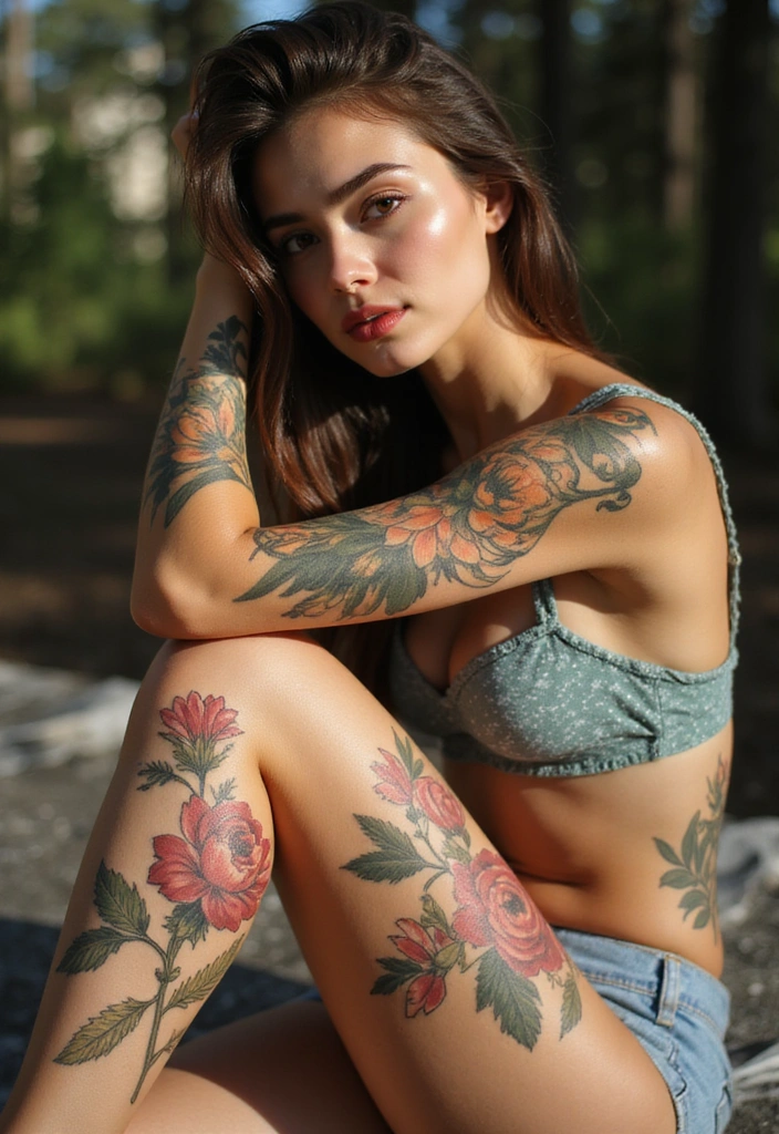 27 Striking Leg Tattoos for Women: Unique Ideas for Every Style - 1. Floral Dreamscape