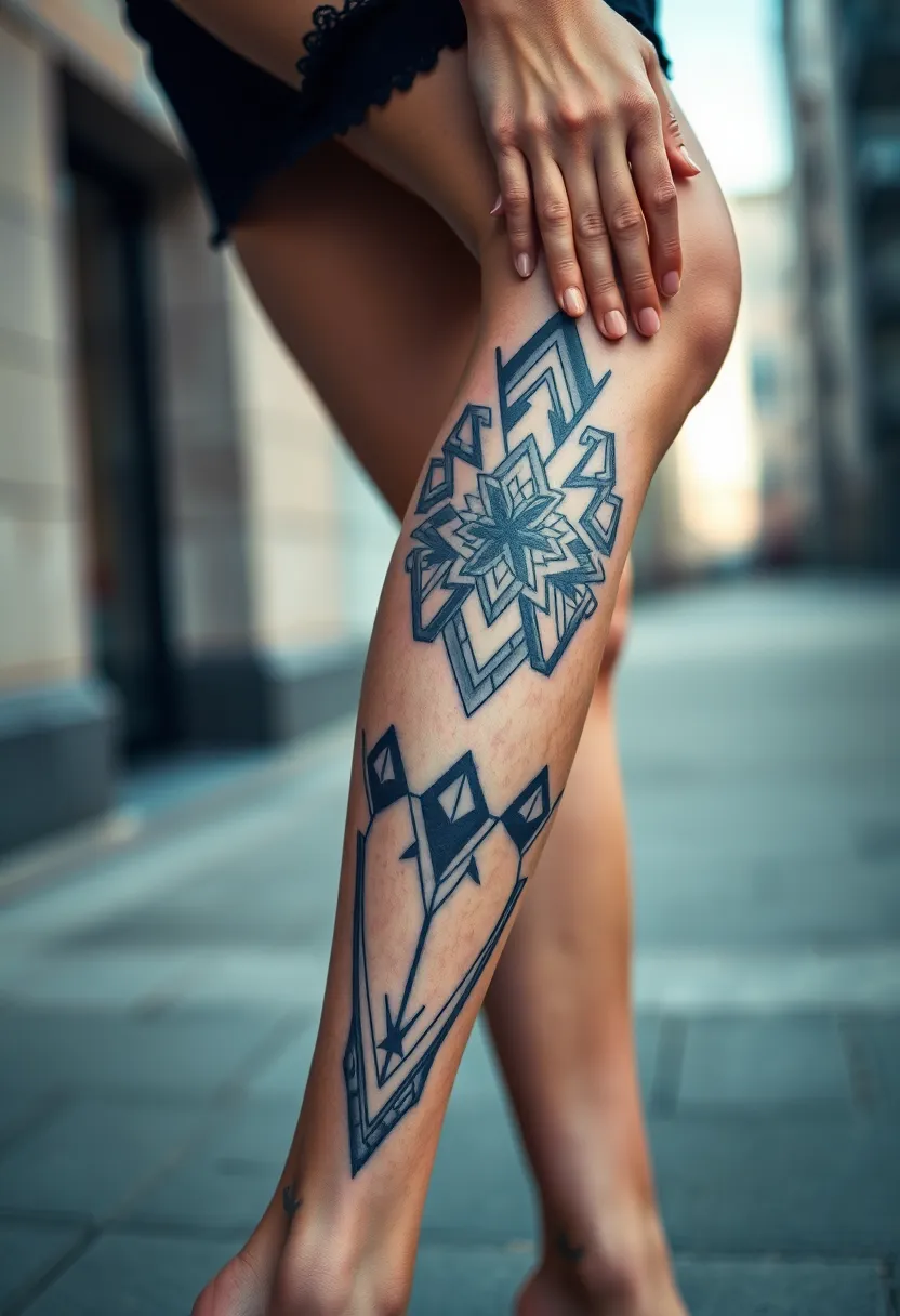 27 Striking Leg Tattoos for Women: Unique Ideas for Every Style - 2. Geometric Wonders