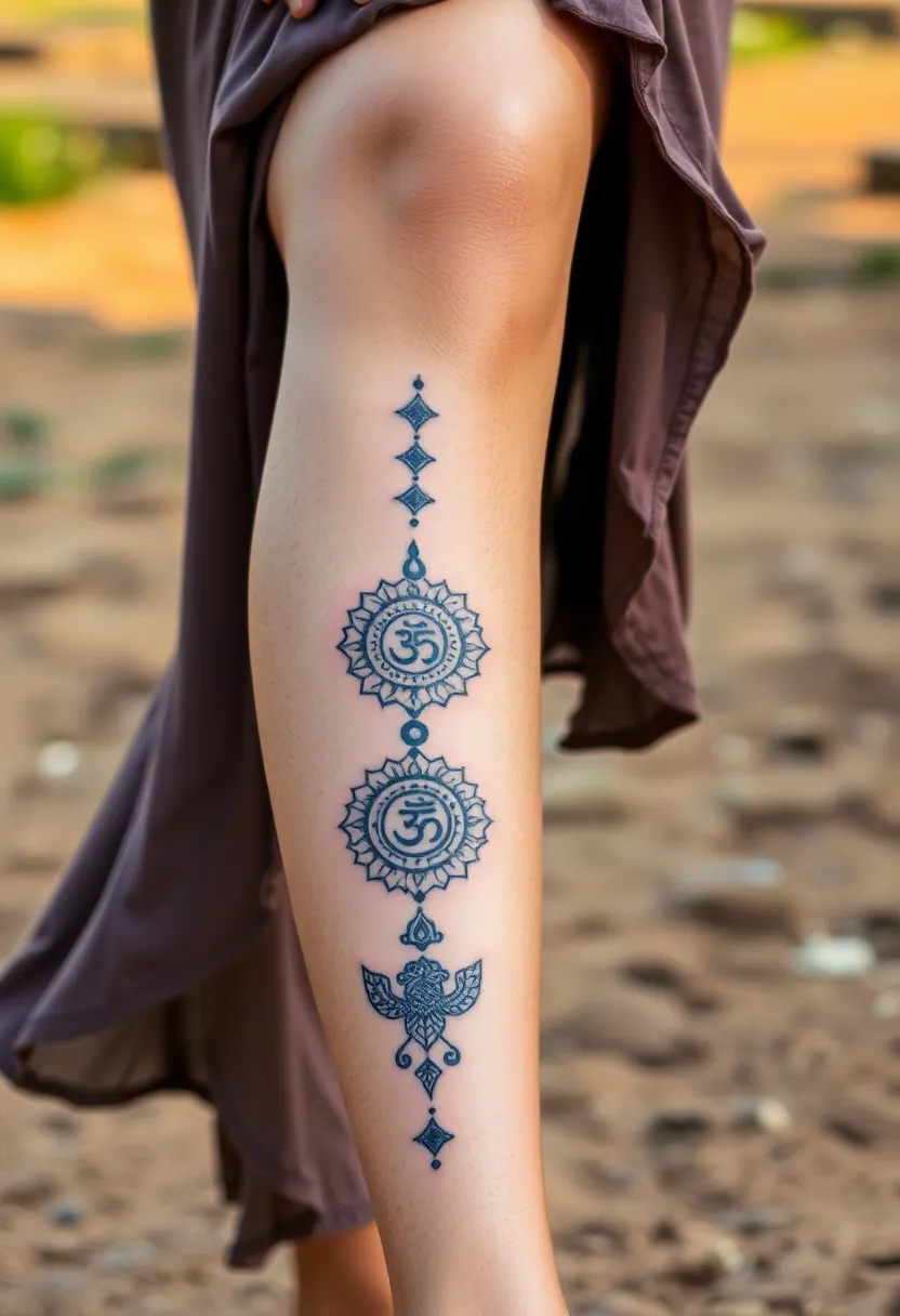 27 Striking Leg Tattoos for Women: Unique Ideas for Every Style - 22. Spiritual Symbols