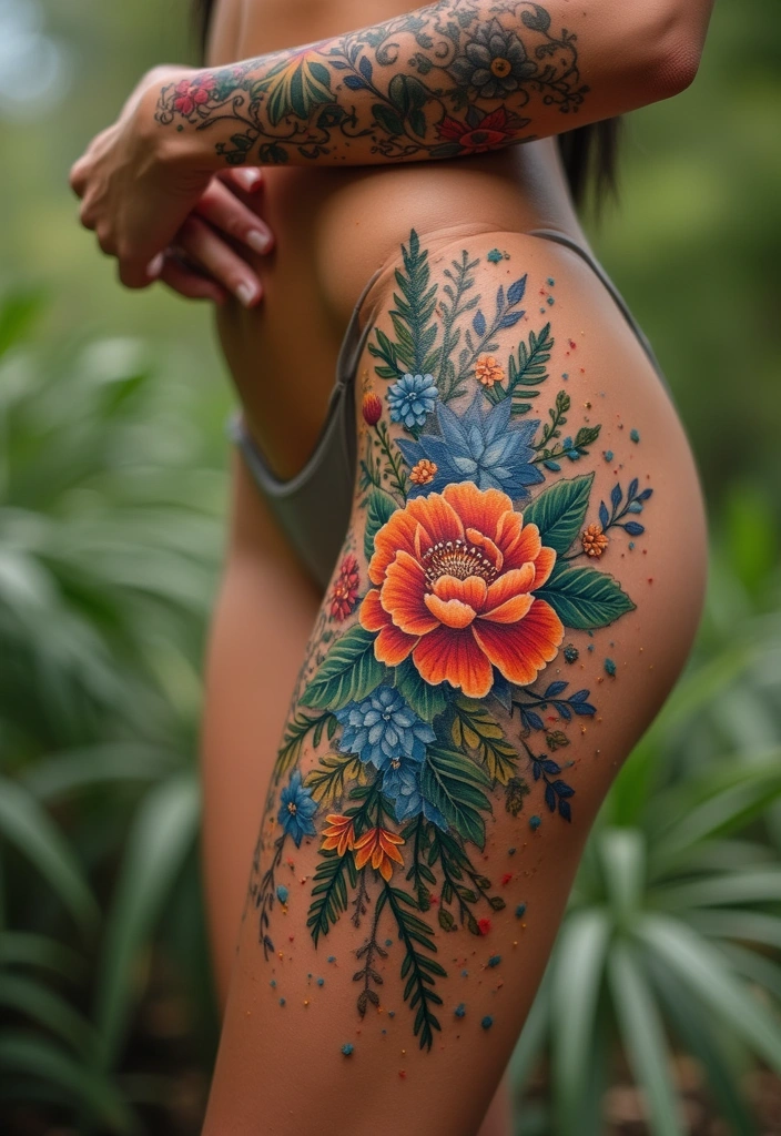 27 Striking Leg Tattoos for Women: Unique Ideas for Every Style - 24. Seasonal Inspirations