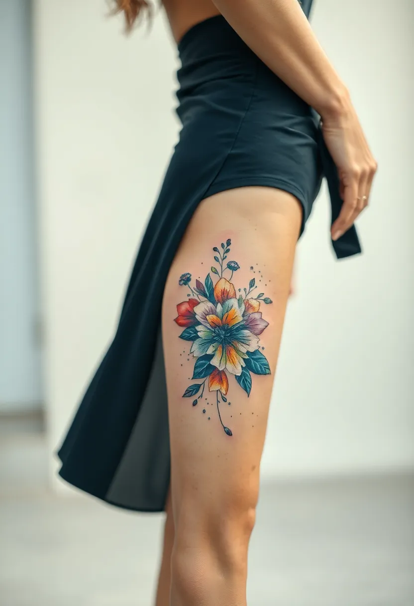 27 Striking Leg Tattoos for Women: Unique Ideas for Every Style - 25. Fantasy Landscapes