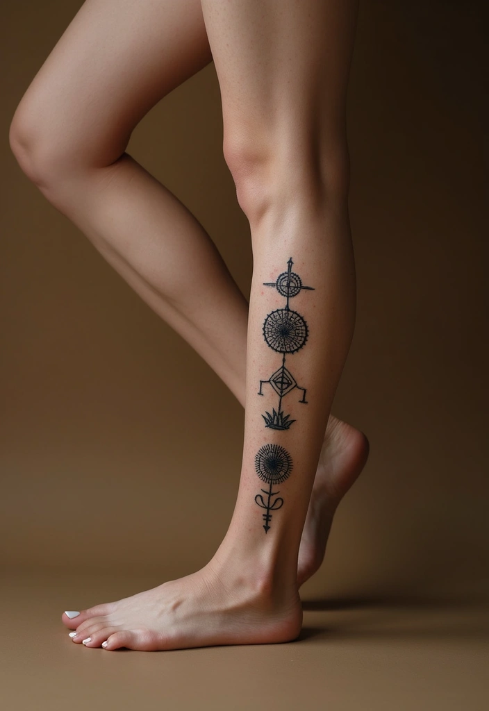 27 Striking Leg Tattoos for Women: Unique Ideas for Every Style - 27. Personalized Symbols