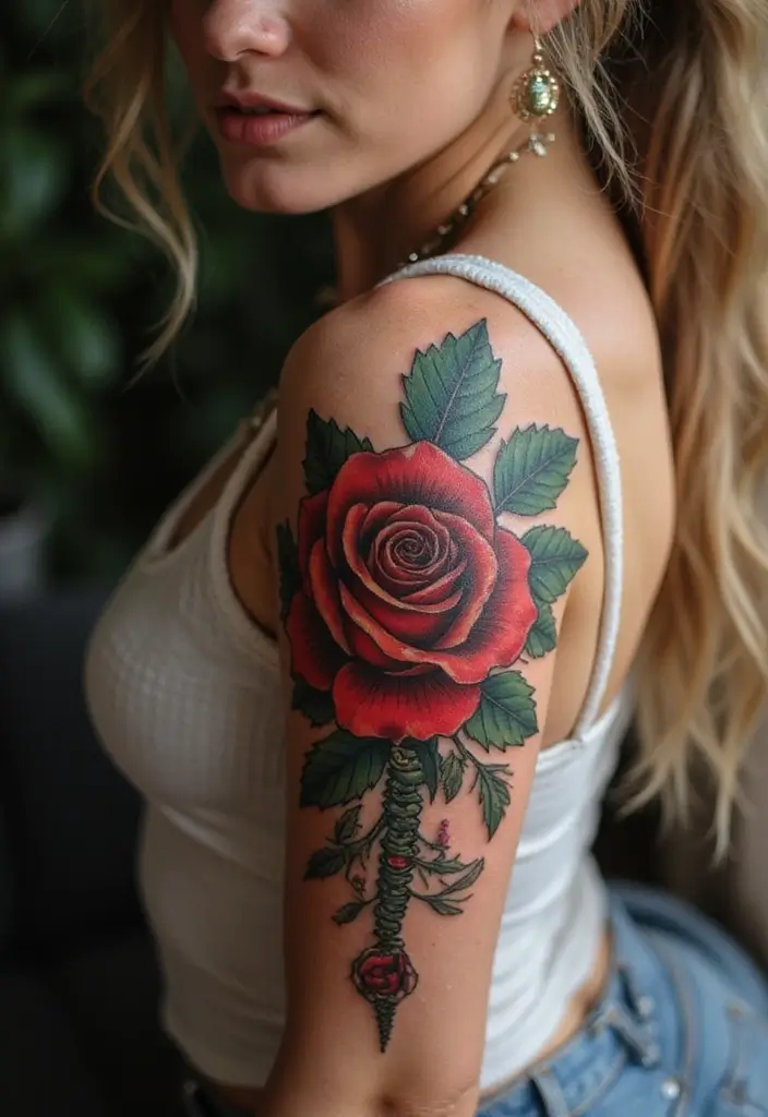 27 Stunning Spine Tattoos for Women to Inspire Your Next Ink - 1. Bold Roses: A Classic Choice