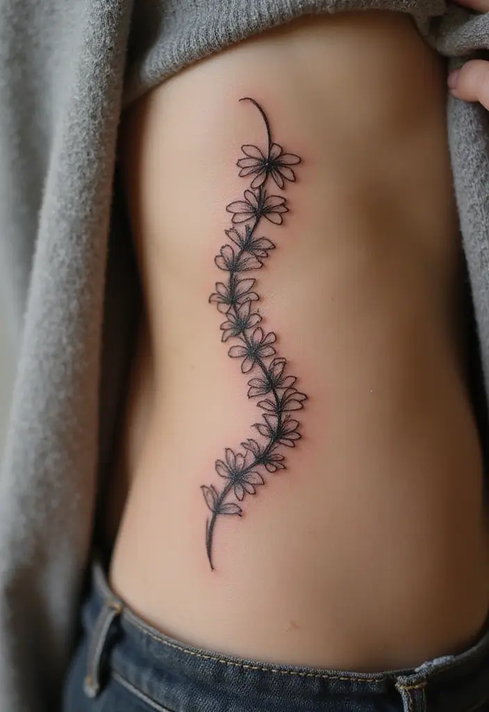 27 Stunning Spine Tattoos for Women to Inspire Your Next Ink - 16. Charming Daisies