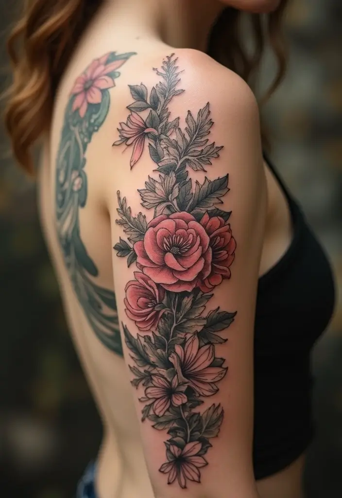 27 Stunning Spine Tattoos for Women to Inspire Your Next Ink - 17. Vintage Floral Designs