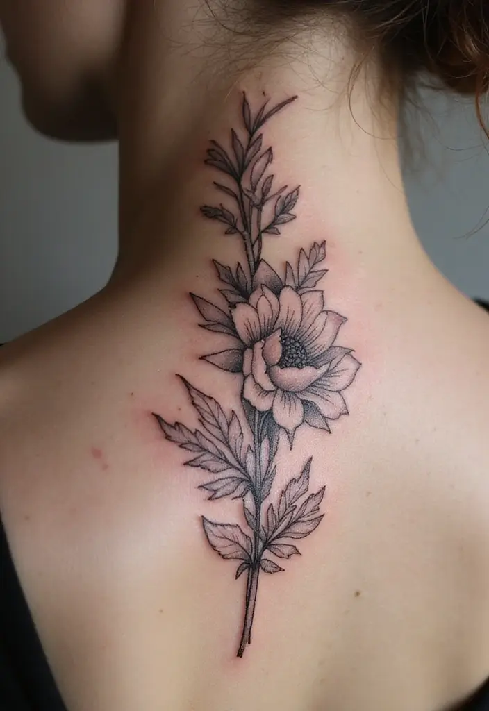 27 Stunning Spine Tattoos for Women to Inspire Your Next Ink - 20. Artistic Floral Sketches