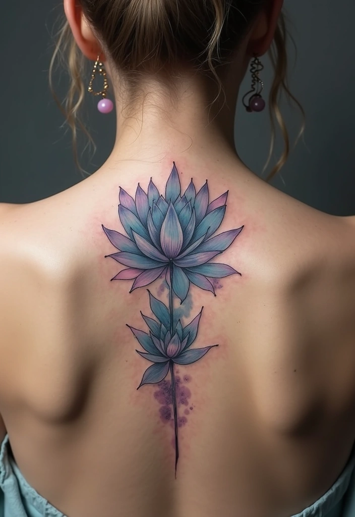 27 Stunning Spine Tattoos for Women to Inspire Your Next Ink - 3. Elegant Lotus Flowers