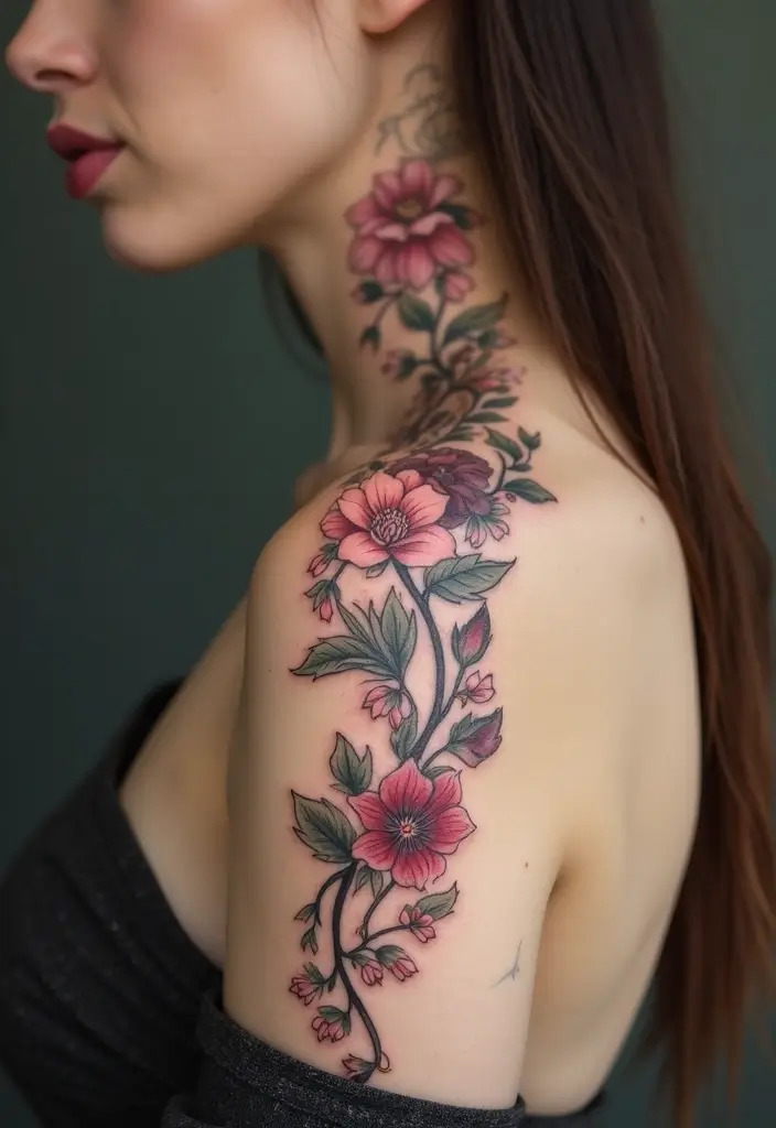 27 Stunning Spine Tattoos for Women to Inspire Your Next Ink - 6. Floral Vines