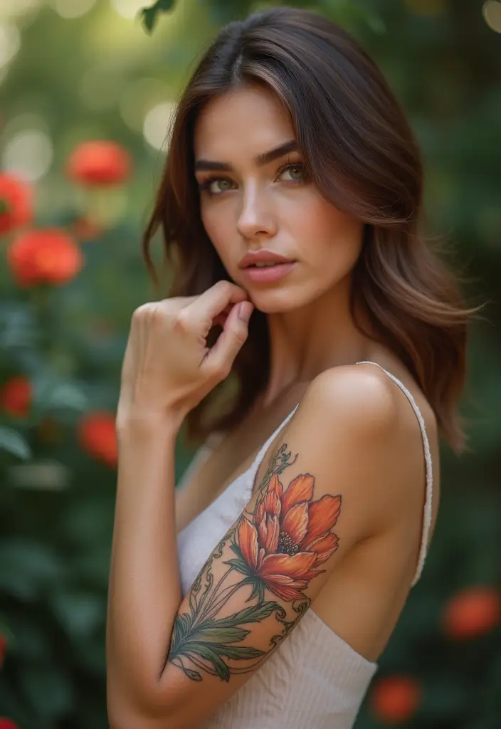 27 Stylish Elbow Tattoos for Women: Bold & Creative - 17. Creative Floral Sketches