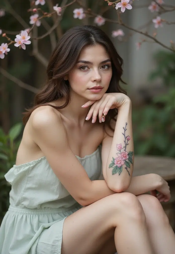 27 Stylish Elbow Tattoos for Women: Bold & Creative - 2. Whimsical Cherry Blossoms