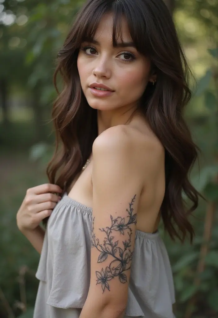 27 Stylish Elbow Tattoos for Women: Bold & Creative - 8. Chic Floral Vines