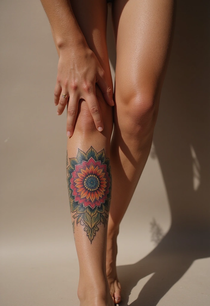 27 Stylish Knee Tattoos for Women: Creative & Trendy - 10. Floral Mandalas