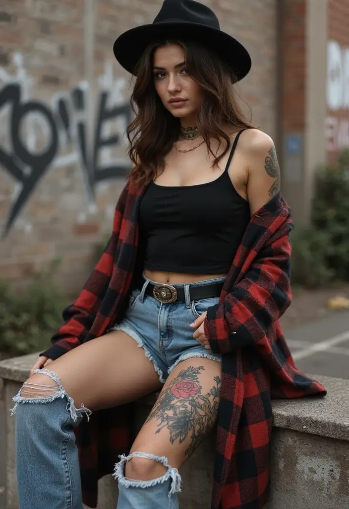 27 Stylish Knee Tattoos for Women: Creative & Trendy - 19. Grunge Floral