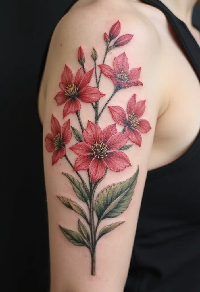 27 Vibrant Red Tattoos for Women: Passionate & Unique - 10. Rustic Wildflowers