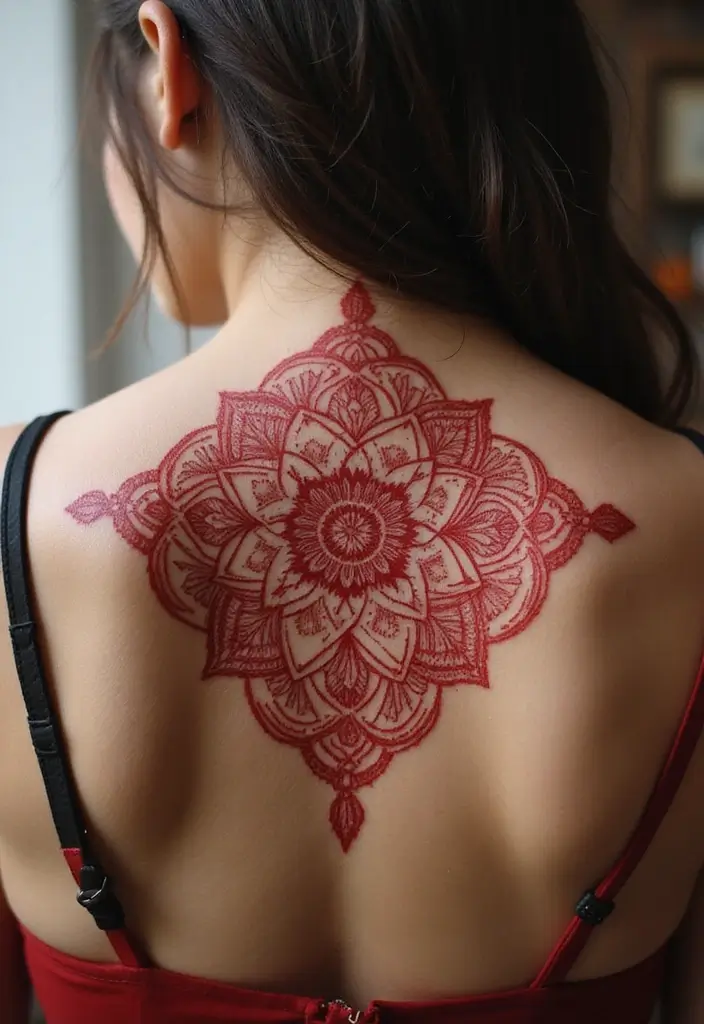 27 Vibrant Red Tattoos for Women: Passionate & Unique - 14. Romantic Floral Mandalas