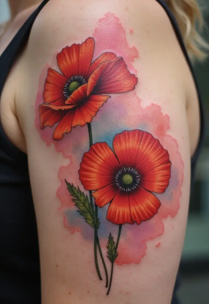 27 Vibrant Red Tattoos for Women: Passionate & Unique - 2. Fiery Poppies