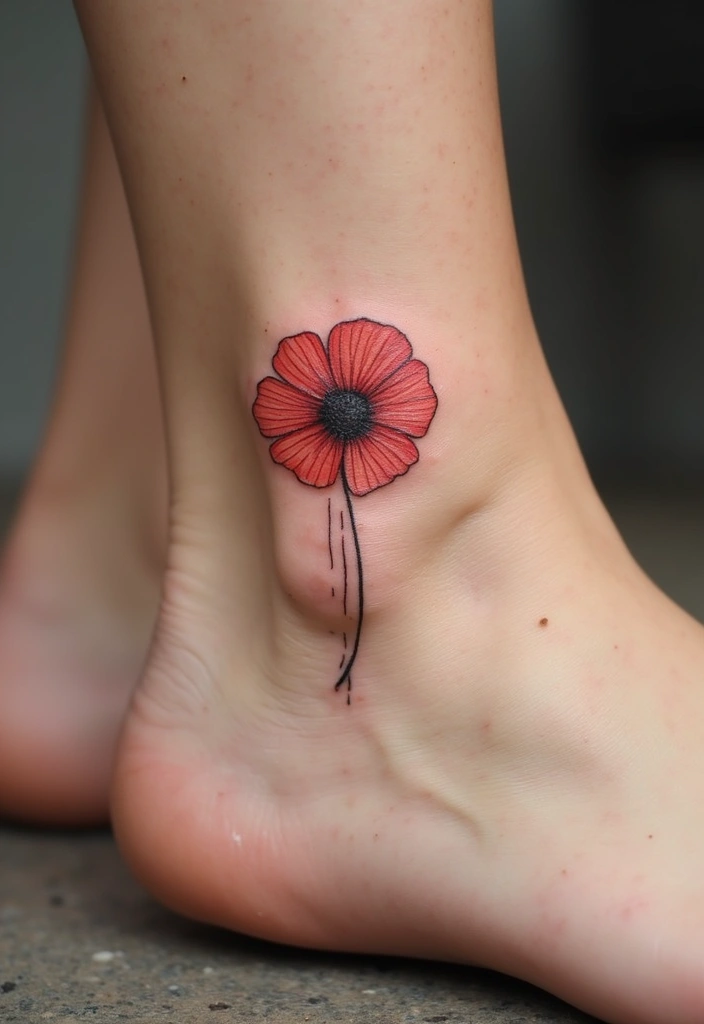 27 Vibrant Red Tattoos for Women: Passionate & Unique - 20. Minimalist Floral Tattoos