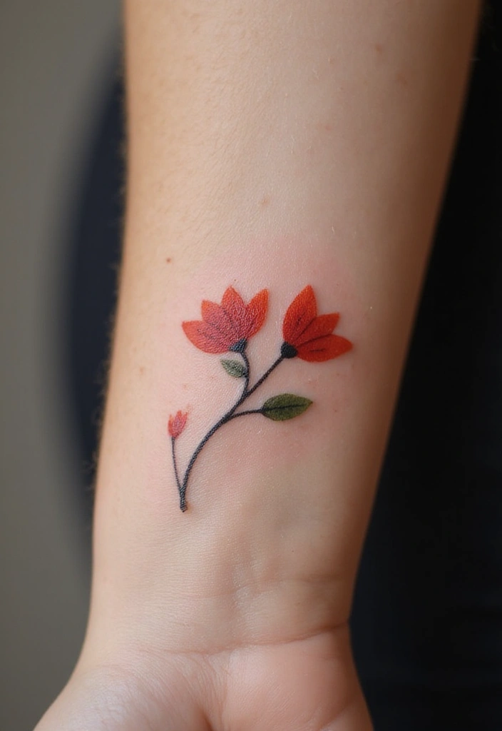 27 Vibrant Red Tattoos for Women: Passionate & Unique - 4. Dainty Red Flowers