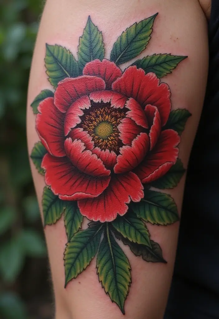 27 Vibrant Red Tattoos for Women: Passionate & Unique - 8. Passionate Peonies